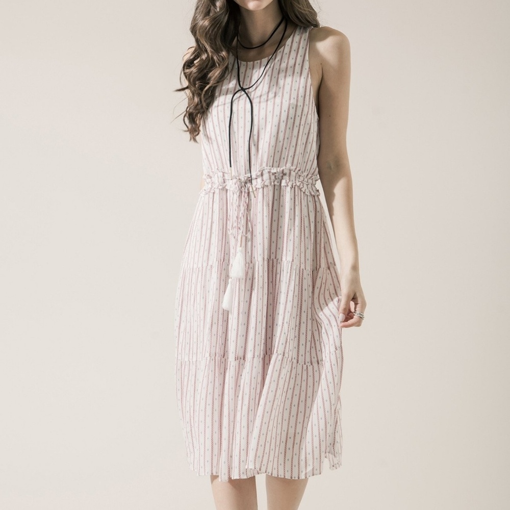 NWT Moon River striped drawstring midi dress